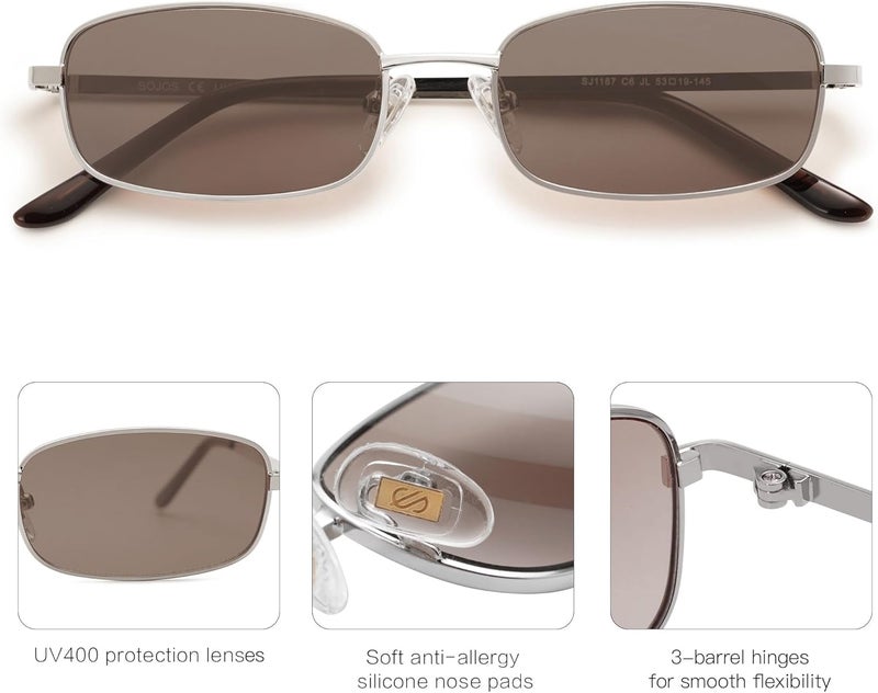 Sojos Small Trendy Rectangle Sunglasses Womens Mens, Retro 80s 90s Y2k Chic Narrow Thin Skinny Sunnies SJ1187 - Image 4